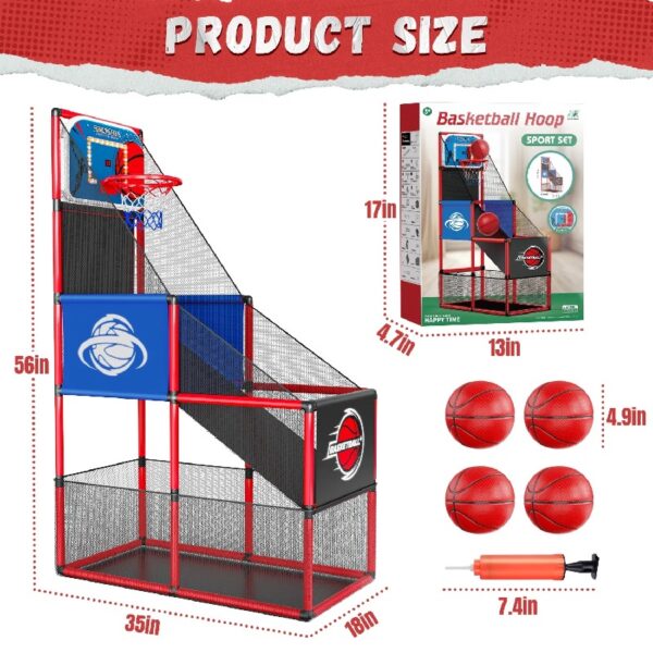 Kids Arcade Basketball Game, Indoor/Outdoor Basketball Hoop With 4 Balls, Basketball Game Toys Gifts for Boys and Girls (Blue)