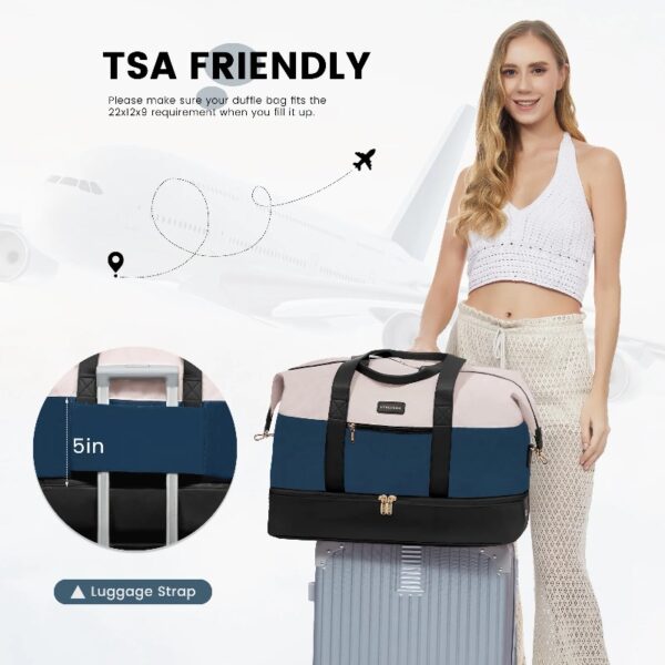 Travel Duffel Bag for Women, Large Weekender Overnight Bag, Carry-on Gym Bag with Separate Shoes Compartment, Mom Hospital Bags for Labor and Delivery with 2 Packing Cubes