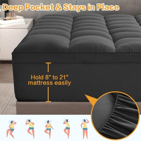 100% 400TC Mattress Topper Queen for Back Pain, Extra Thick Cooling Mattress Pad, Mattress Protector Pillow Top Mattress Cover with 8-21