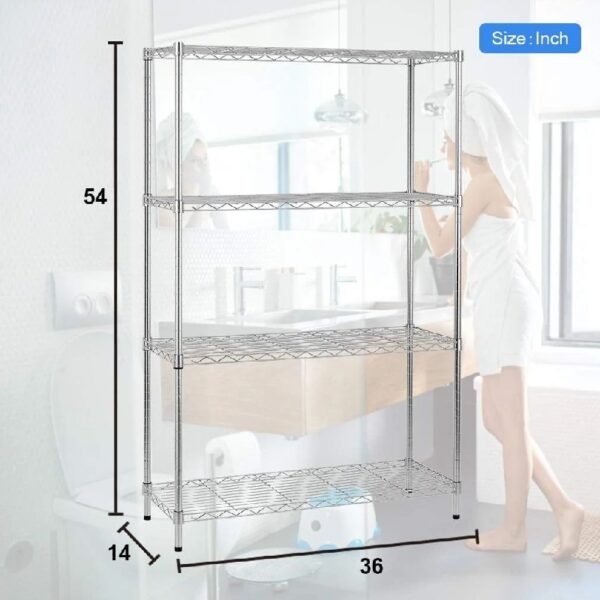 4 Shelf Wire Shelving Unit Garage NSF Wire Shelf Metal Storage Shelves Heavy Duty Height Adjustable for 1000 lbs Capacity Black