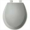 Round Enameled Wood Toilet Seat in White with Easy·Clean Hinge