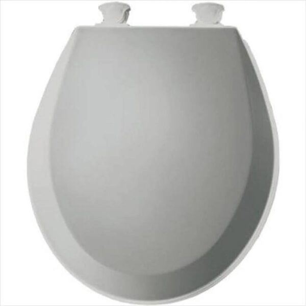 Round Enameled Wood Toilet Seat in White with Easy·Clean Hinge