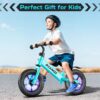 Kid Balance Bike, 12'' Toddlers Training Bicycle for 2-5 Years Old Boys Girls, Lightweight with Lighting up Wheels, Bule