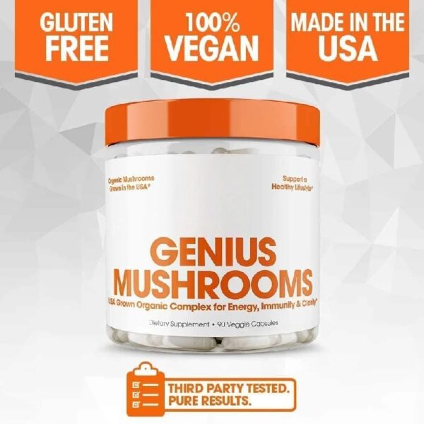 Mushroom Brain Supplement Nootropic with Lions Mane, Reishi, Cordyceps for Energy & Focus, Genius Mushrooms by