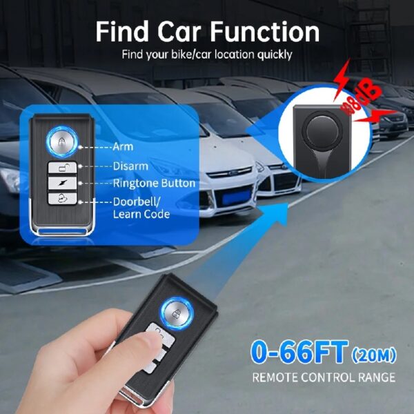 Car Anti-Theft Vibration Alarm, 108dB Car Vibration Sound & Light Alarm, Wireless Remote Vibration Sensor Car Alarm Vehicle Security Alarm System Automotive Warning Interior Safety Red Light
