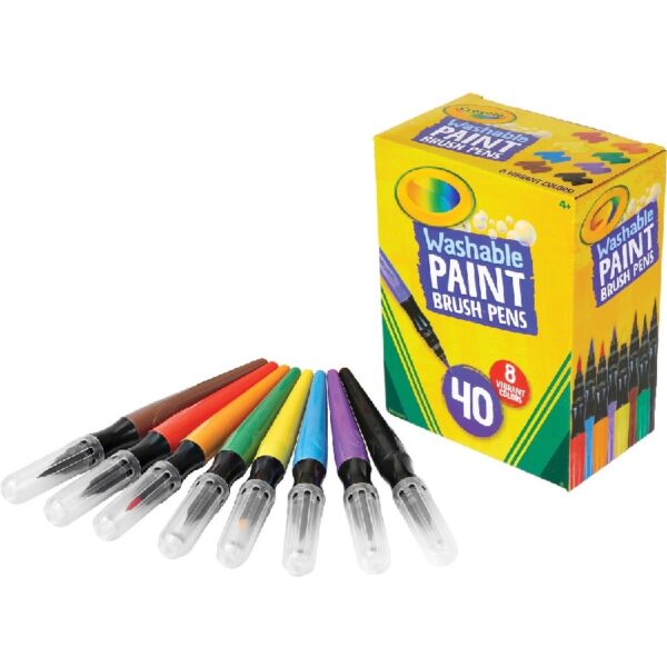 Crayola® No-Drip Paint Brush Pens, Assorted Colors, Pack of 40