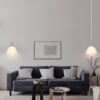 Plug in Pendant Light, Hanging Light with 15Ft Clear Cord, On/Off Switch, Frosted Plastic White Shade, Hanging Ceiling Light for Living Room, Bedroom, Dining Hall, Pack of 2