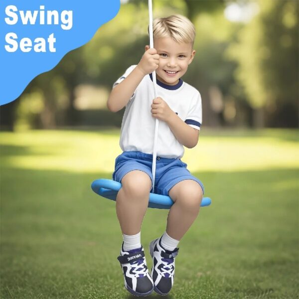 3-in-1 Kids Rope Swing with Monkey Bars - Outdoor Playground Swing Set for Backyard, Blue