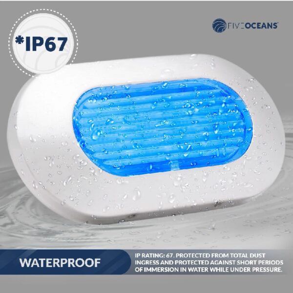 Oblong LED Courtesy Light, Boat Accent Lights, Marine Light for Boat Interior, Deck, Cockpit, Blue LED, IP67 Waterproof, 12V, for Pontoon, Fishing Boat, Yacht, RVs - 2-Pack- FO4138-M2