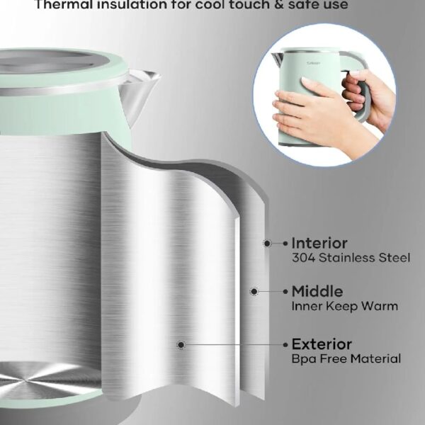 Travel Electric Tea Kettle with Auto Shut-Off & Boil Dry Protection, 304 Stainless Steel Mini Portable Water Boiler, 0.8 L Fast Heating Coffee Kettle, Perfect Holiday Gifts Black