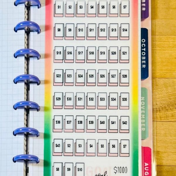 52 Week 00 Savings Challenge Insert 4 Use With Skinny Classic Happy Planner~