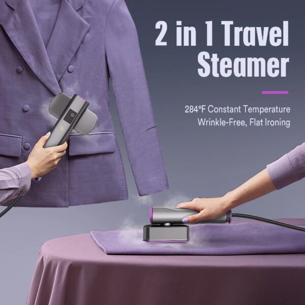 Steamer for Clothes, Portable Travel Steamer & Iron 2 in 1, 3 Adjustable Steam Levels