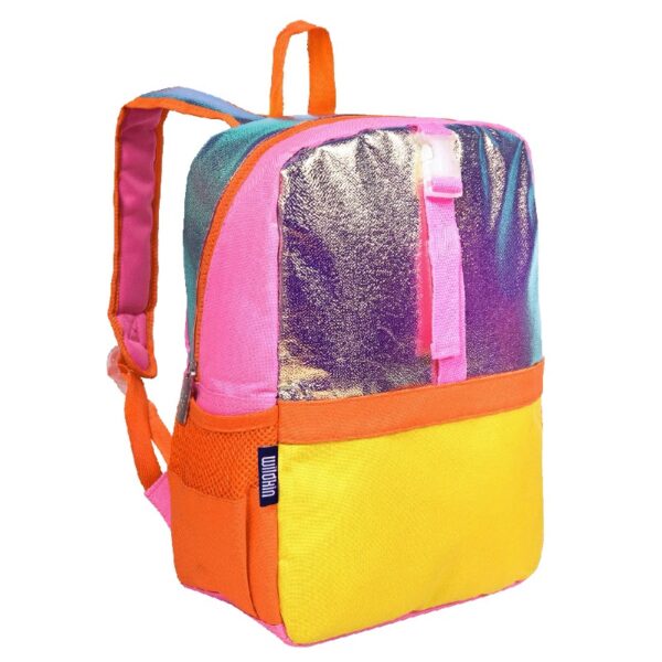 Wildkin Kids Pack-It-All 15 Inch School & Travel Backpack in Pink for Girls, Front strap for attaching Wildkin's Clip-in Lunchbox, Generously sized exterior front pocket (Mermaid Undercover)