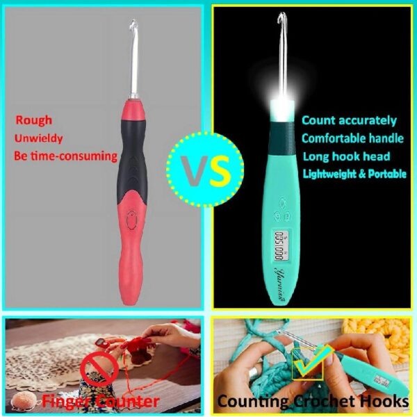 Yarniss Crochet Hooks Set with Digital Counter, 17 Sizes Light Up Crochet Hooks 2.5mm-14.0mm
