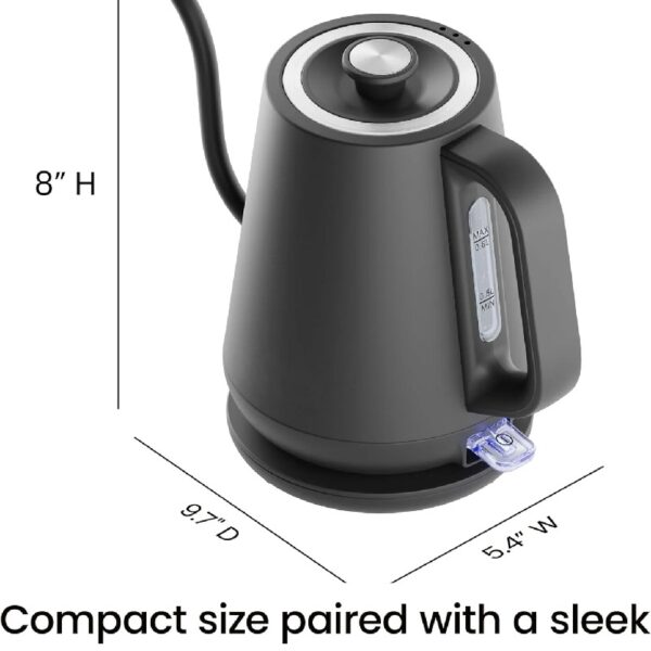 Precise Pour 0.8L Electric Gooseneck Kettle with Automatic Shut-Off – Black