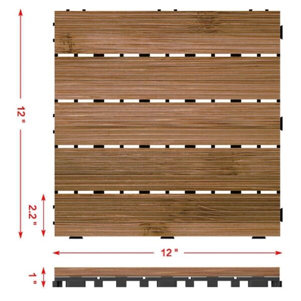 12'' x 12'' Fir Wood Flooring Tiles 11sq ft Coverage Area, 11 Pieces, Brown