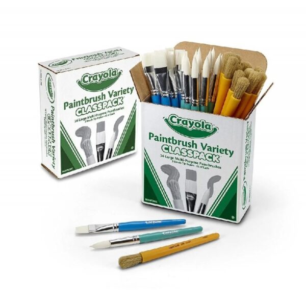 Crayola Paintbrush Variety Classpack, 36 Ct, Bulk Paint Brushes, Bulk School Supplies, Classroom Must Haves