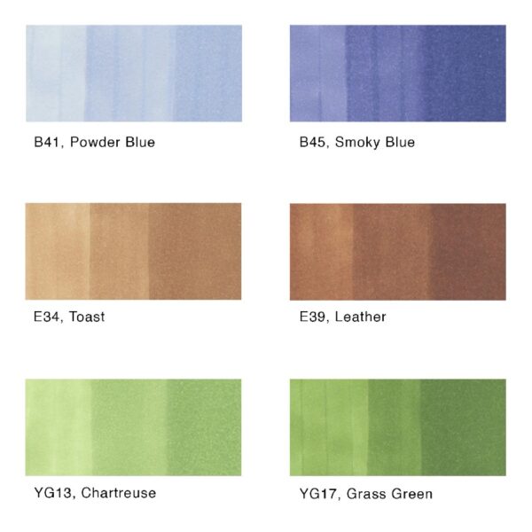 Copic Sketch Marker Set, 6-Colors, Blending Basics