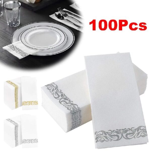 100 Disposable Guest Towels Soft and Absorbent Linen-Feel Paper Hand Towels
