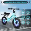 Kid Balance Bike, 12'' Toddlers Training Bicycle for 2-5 Years Old Boys Girls, Lightweight with Lighting up Wheels, Bule