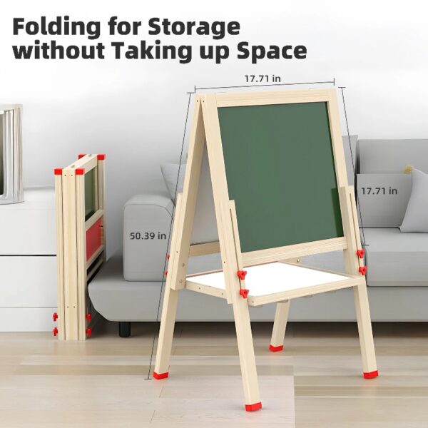 Kailwokk Art Easel for Kids, Adjustable Magnetic Double Sided Wooden Toddlers Drawing Chalkboard, Gift & Art Supplies for 3-8 Boys & Girls