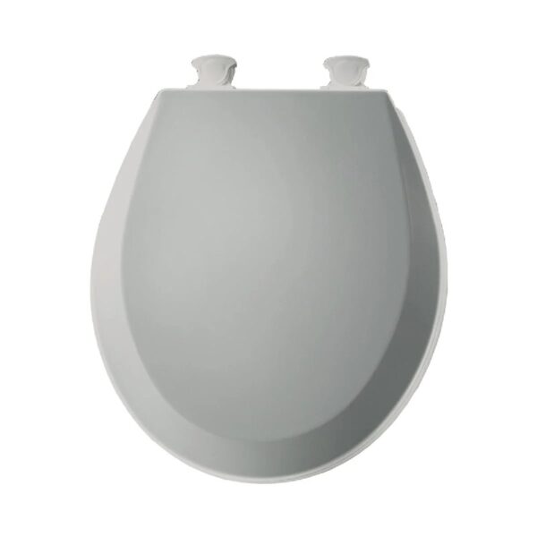 Round Enameled Wood Toilet Seat in White with Easy·Clean Hinge
