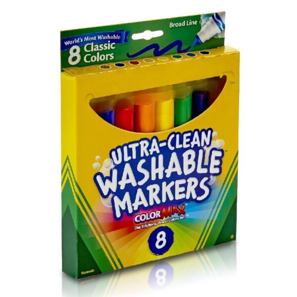 Crayola Ultra-Clean Markers, Conical Tip, Classic Colors, 8 Count | Bundle of 5 Boxes