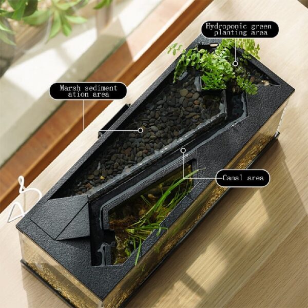 Home Betta Fish Tank Aquarium Fish Tank Kit With Transparent Cover LED Light Ecological Cycle System Heating Desktop Aquarium