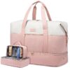 Travel Duffel Bag for Women, Large Weekender Overnight Bag, Carry-on Gym Bag with Separate Shoes Compartment, Mom Hospital Bags for Labor and Delivery with 2 Packing Cubes