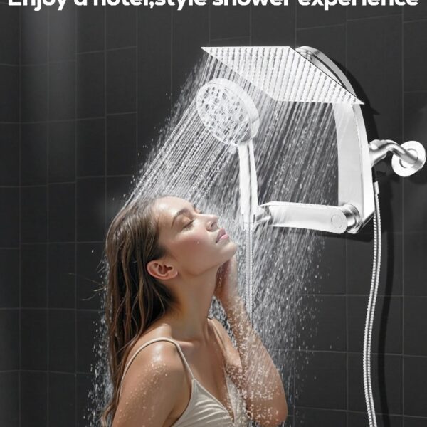 High Pressure Rainfall Shower Head 10 Spray Handheld Showerhead Combo, 360° Degree Rotating Extension Arm, New