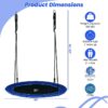 Outdoor Swing, Hanging Swing Bench Chair, 40 Inches Saucer Tree Swing for Kids and Adults-Navy
