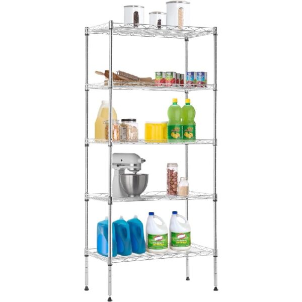 Adjustable Storage Shelves Metal Storage Shelf(Black, 21.5L x 11.6W x 47.6H) 750 pounds