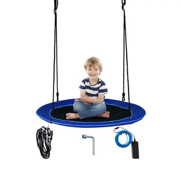 Outdoor Swing, Hanging Swing Bench Chair, 40 Inches Saucer Tree Swing for Kids and Adults-Navy