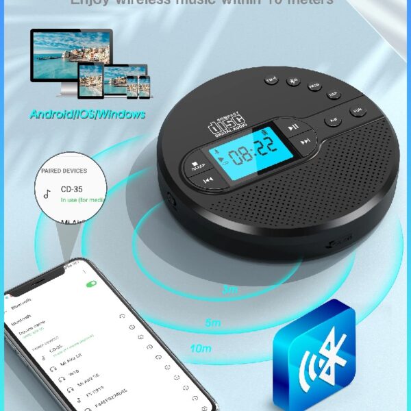 NEW 2025 CD Player Portable with Bluetooth,  2000mAh Rechargeable Discman CD Player for Car