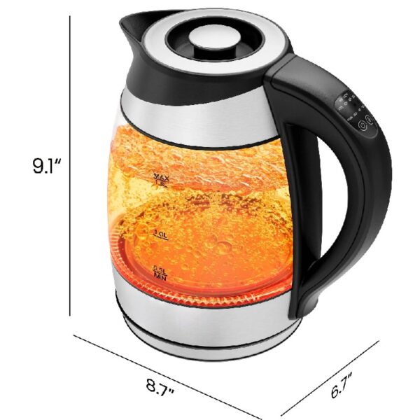 1.8L Electric Glass Kettle w/ Temperature Control, Removable Tea Infuser - Stainless Steel