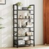 5 Tier Bookcase, Bookshelf Storage Wall Shelf Organizer Display StandBook Shelf, Corner Storage Organizer, Black