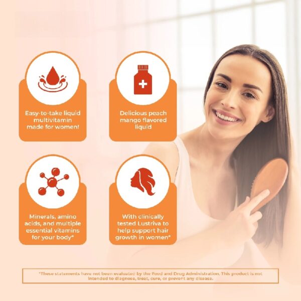 Liquid Multivitamin + Lustriva® Hair Growth Thickness in Women's Hair Biotin 10000mcg Vitamin D B Vitamins Ages 18+ 15.22 fl oz