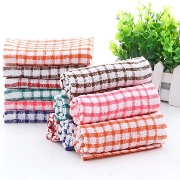 6 Pcs Kitchen Cleaning Towel Great Water Absorption Capacity Plaid Print Thickened Kitchen Dish Towel Dish Drying Cloth Furniture Wiping Pads