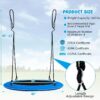 40” Tree Swing with LED Lights for Kids Adults, Indoor Outdoor Flying Saucer Swing with Adjustable Multi-Strand Hanging Ropes for Tree, Backyard, Playground ,Colorful