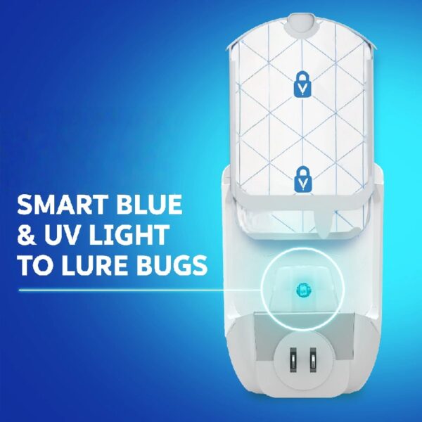 Flying Insect Indoor Fly Trap: Easy, Mess-Free Solution - Light Trap Catches & Kills House Flies, Fruit Flies, Gnats, & More (1 Plug in Device & 1 Refill Cartridge)
