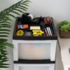IRIS 4-Drawer Narrow Plastic Storage Drawer Cart with Organizer Top, White