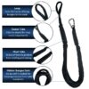 Marine Boat Pontoon Kayak PWC Jet Ski Bungee Dock Line Mooring Rope 4'-5.5' with SS316 Snap Hook Salt and Fresh Water Use 2 Pack (Red, Blue & Black)