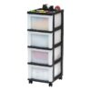 IRIS 4-Drawer Narrow Plastic Storage Drawer Cart with Organizer Top, White