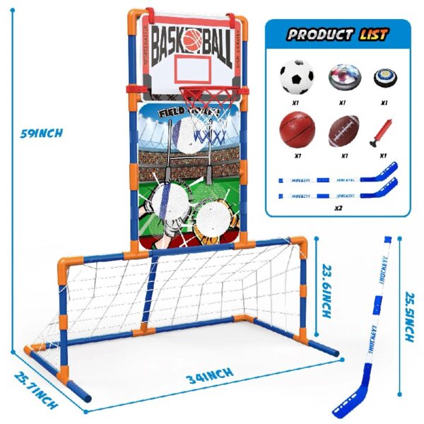 3-in-1 LED Soccer Hockey Bowling Set Indoor/Outdoor Toys, Gifts for 3 4 5 6 7 8+ Years Boy Girl