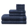 Supersoft 100% Cotton 8-Piece Fade Resistant Towel Set, Blue Cove