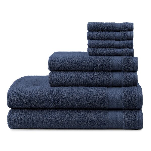 Supersoft 100% Cotton 8-Piece Fade Resistant Towel Set, Blue Cove