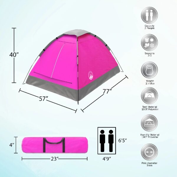 2-Person Dome Tent- Rain Fly & Carry Bag- Easy Set Up-Great for Camping Backpacking Hiking & Outdoor Music Festivals by Wakeman Outdoors (Orange)