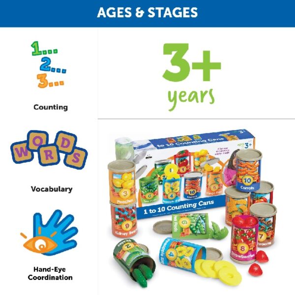 Learning Resources 1-10 Counting Cans Set, Preschool Toys, Ages 3+