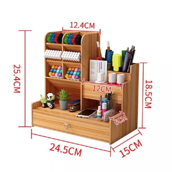 Wooden Pen Pencil Storage Holder Organizer Office Study Desk Tidy Caserack Shelf