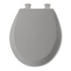 Round Enameled Wood Toilet Seat in White with Easy·Clean Hinge